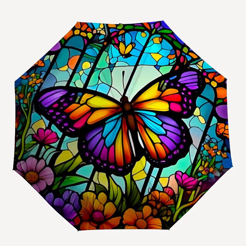 

1pc Butterfly Garden Automatic Open/Close Umbrella Compact Folding Umbrella, All-Season Portable Umbrella for Women/Men F1124249