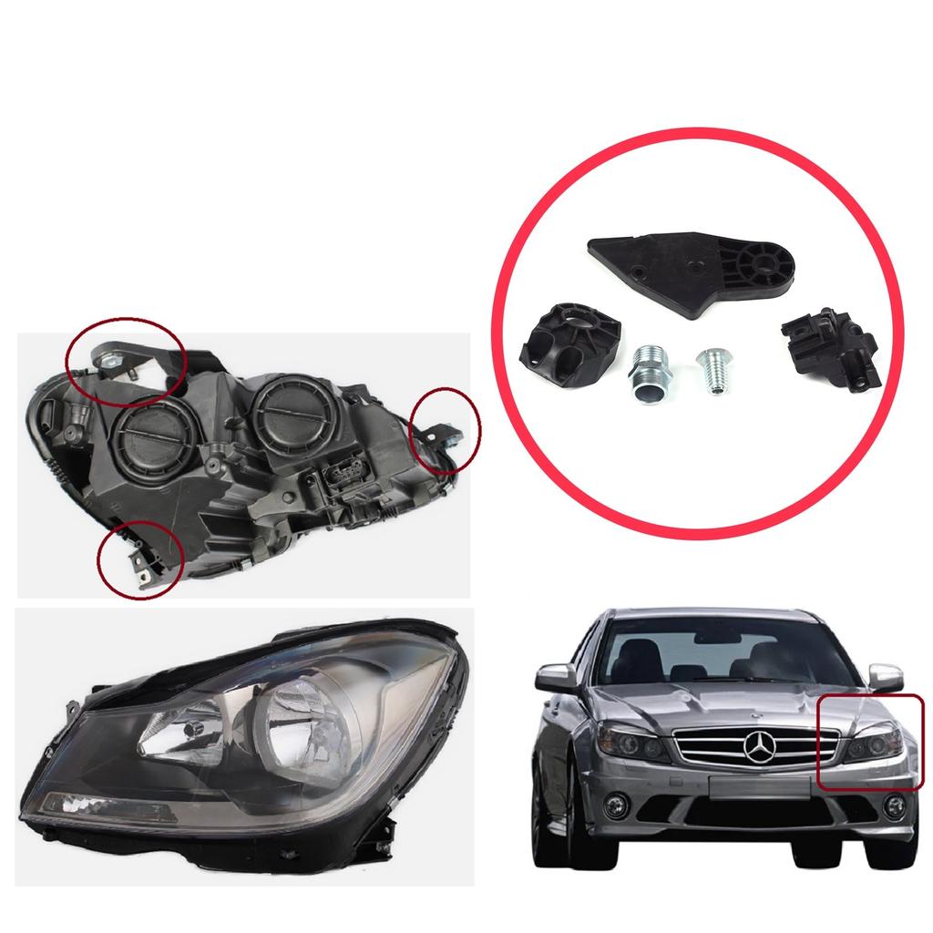 EHL514 Headlight Holder Mount Repair Bracket Tab Set Left Side for Mercedes C Class W204 S204 C204 2007-2014 CL203 A2048201114