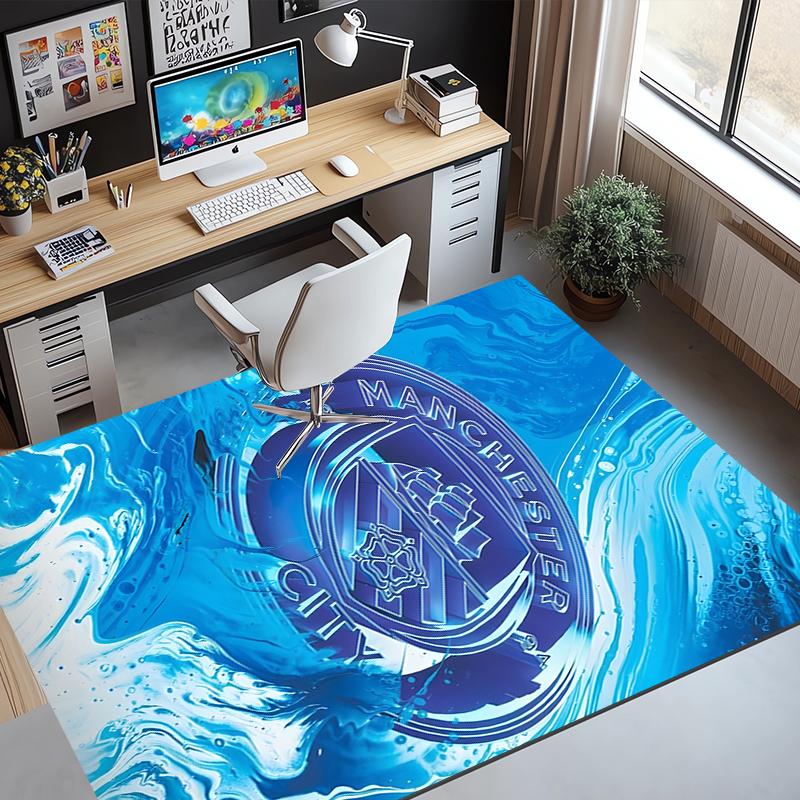Football team City FC Pattern Rug, Indoor/Outdoor Mat, for Picnic, Gameroom, Bedroom, Office, Living Room, Home Decor Carpet, Birthday Gift