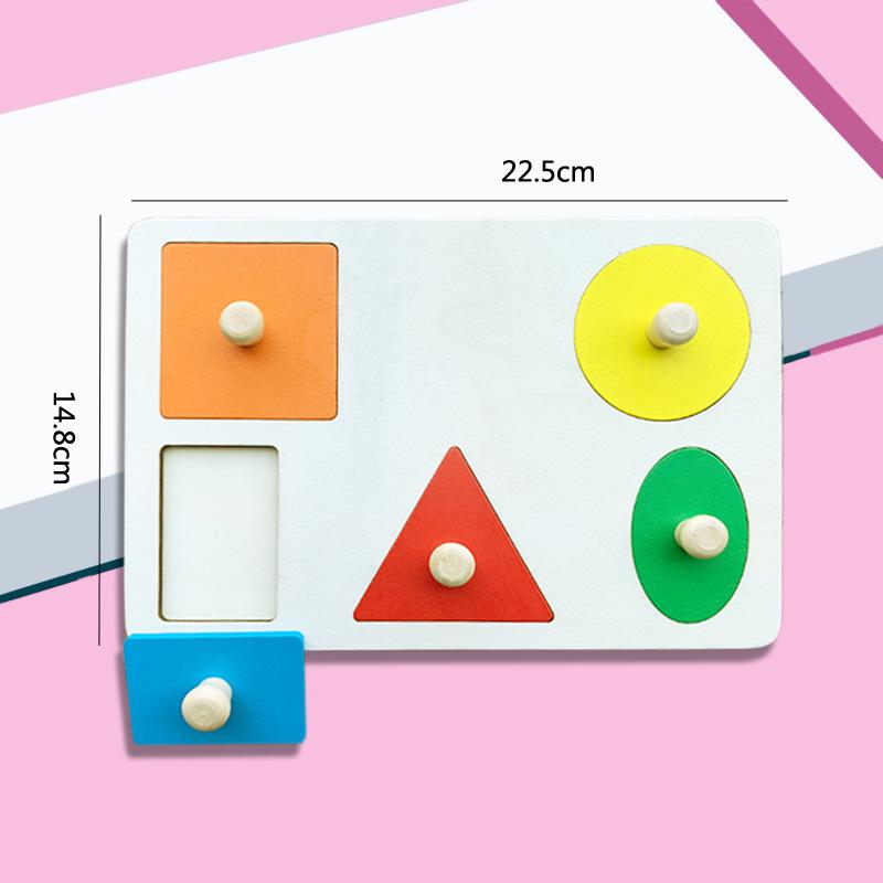 Toddler Montessori Wooden Geometric Shape Recognition Puzzle