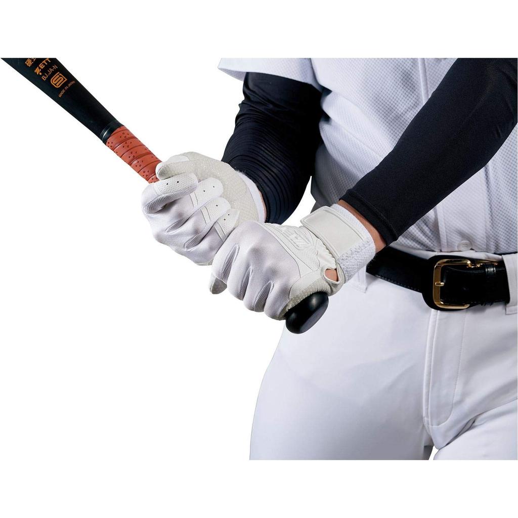 ZETT Baseball Batting High School Baseball Rules Silicone White Size M Gloves, Hand-Held, Compliant, Palm, (1100), (BG519HS)