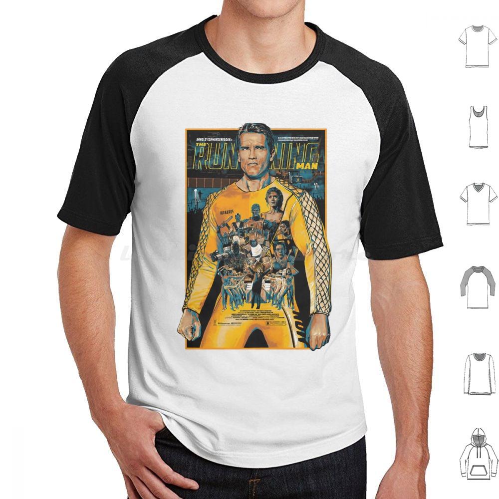 The Running Man Poster T Shirt Big Size 100 Cotton The Running Man Arnie Schwarzenegger Movie Action 80s Retro Geek Arnold