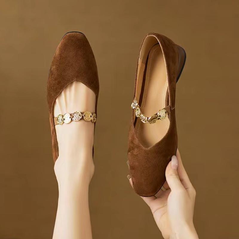 Fashion Women Single Shoes Metal Heels Shallow Mouth Branded Pumps Mary Jane Single Shoes Ladies Metalic Latest Low Zapatillas De Mujer