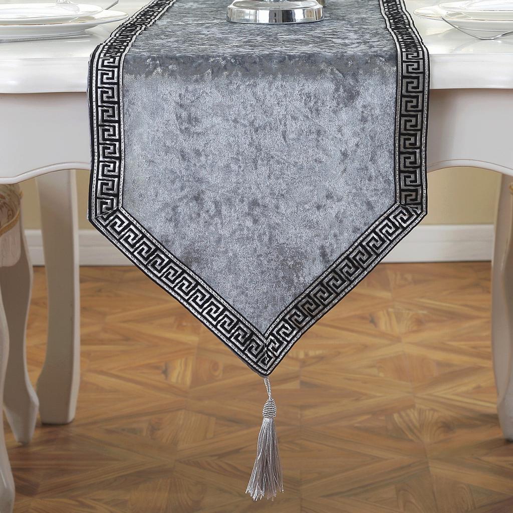 Chinese Table Runner Modern European Jacquard Table Runner Simple Fashionable Solid Color Light Luxury for Party Home Decoration