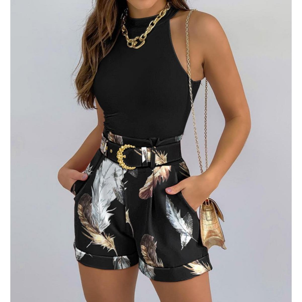 

Без рукавов, свисающая горловина новый повседневный модный костюм женская одежда S