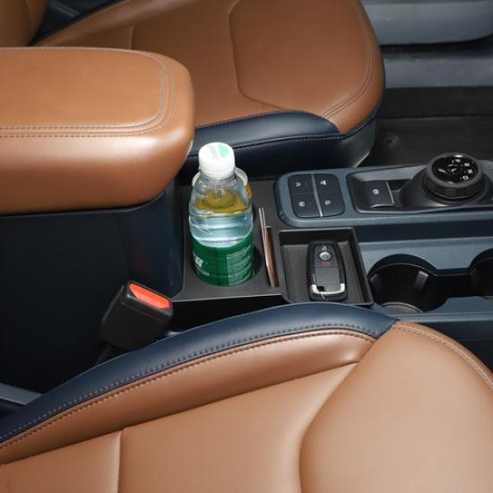 Black ABS Center Console Cup Drink Holder Storage Box For Ford Maverick