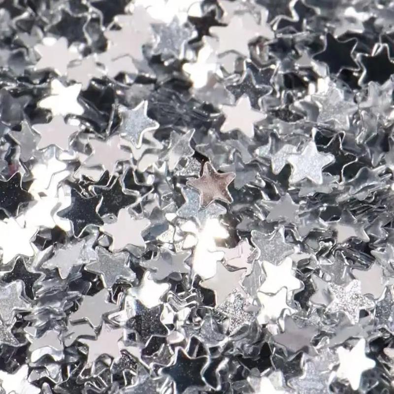 3pc Tiny Star Glitter Nail Flake Golden Silvery Black Small Pentagram Nail Seqiuns Kawaii Korean DIY Manicure Accessories