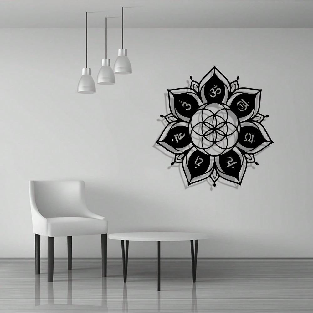 Vintage Chakra Wrought Iron Wall Art Lotus Symbol Outdoor Indoor Yoga Meditation Decor Spiritual Gift
