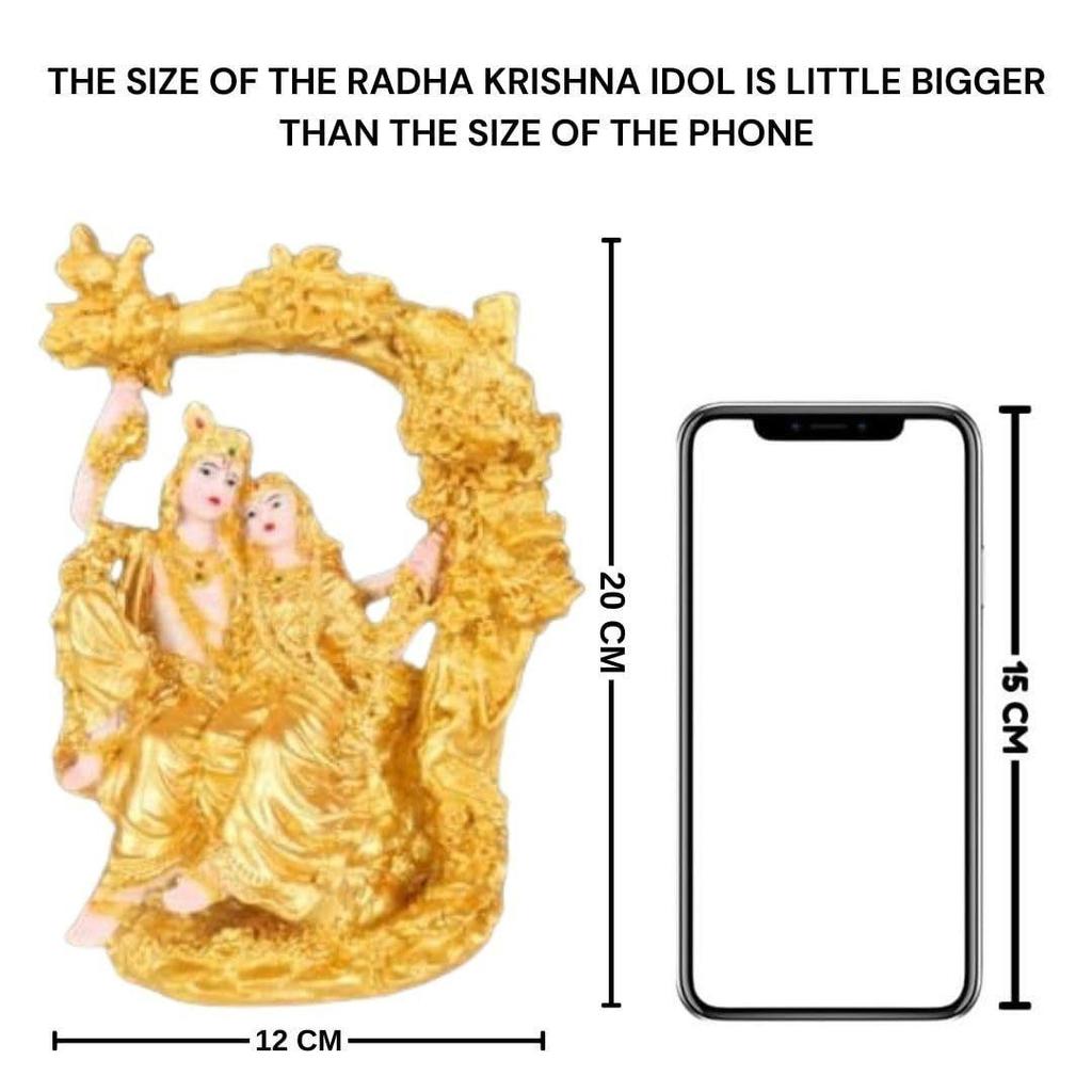 1 Pcs Shree Radha Krishna Idol - Gold Murti Statue | Gift for Him/Her, Mother's Day,Decor, Ganesh Pooja, Office,car Dashboard, Mandir,