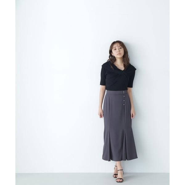 Natural Beauty Basic Cross Ribbon Rib Knit Black Women's Sweater,