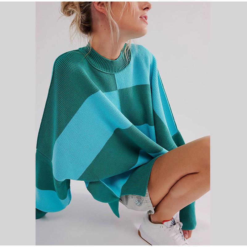 Повседневный свободный клетчатый вязаный пуловер для осени/зимы — фото 13