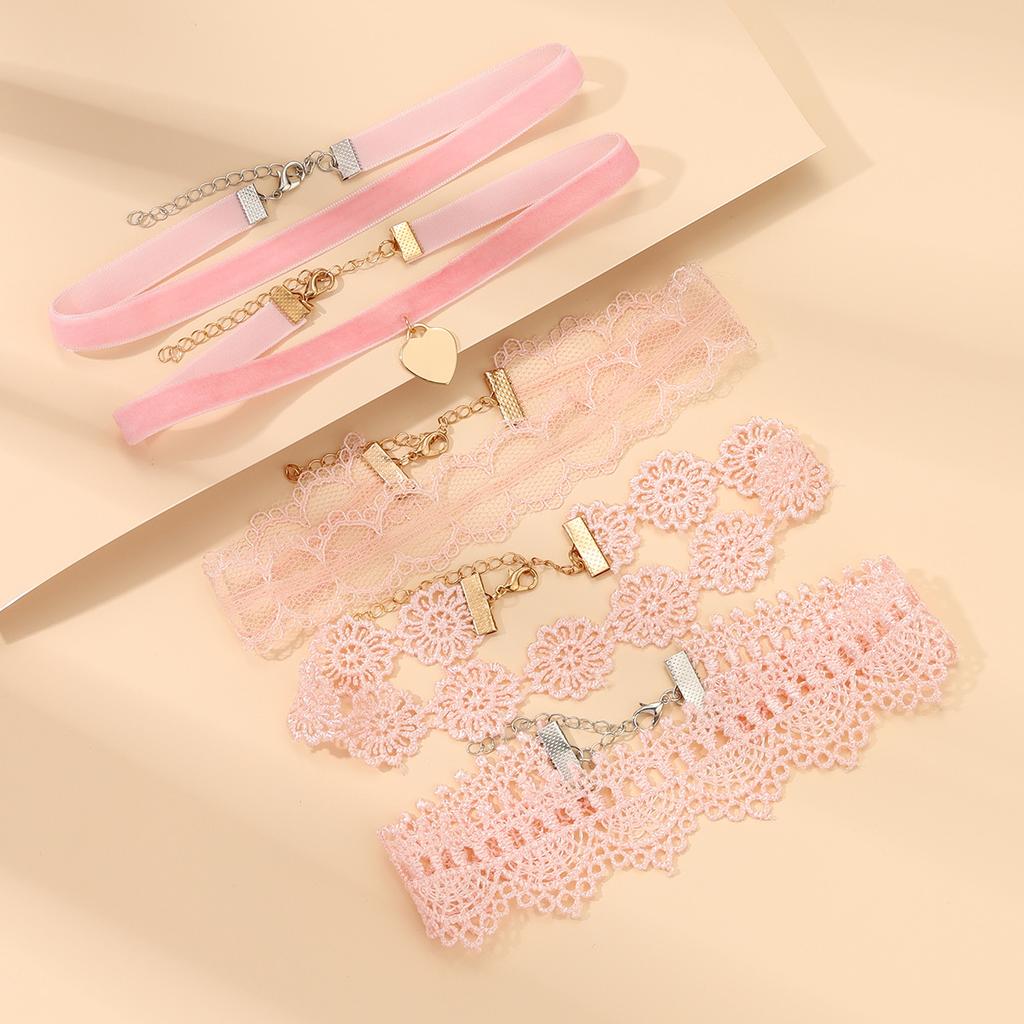 Cold wind pink lace choker necklace collar, fashion velvet necklace