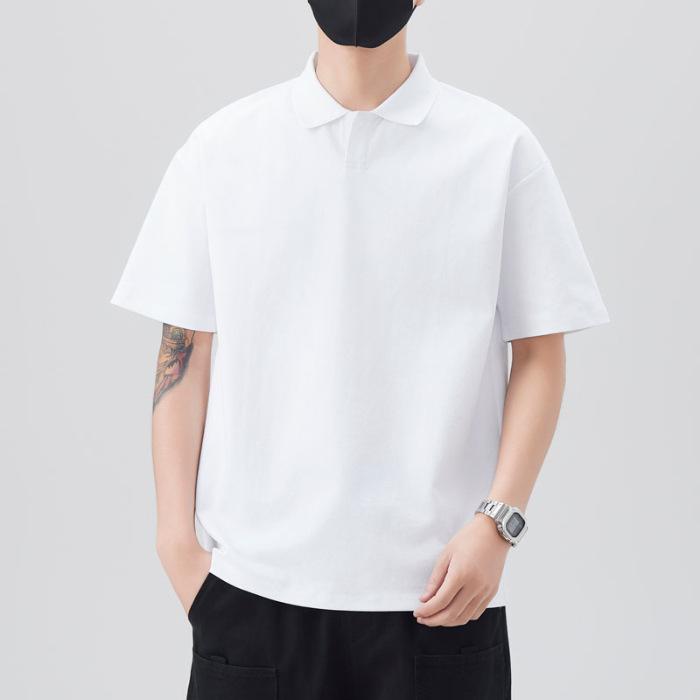 Mens Summer Updated Relaxed Fit Short-sleeved POLO Blouse Mens Lapel Thin Short T-top