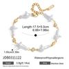 J&D 18K Gold Plate Stainless Steel Bracelet Classic Cross Acrylic Pearl White Cubic Zircon Bracelet