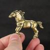 Solid Brass War Horse Small Statue Vintage Desk Ornament Zodiac Animals Figurines Miniatures Tea Pet Home Decorations Crafts