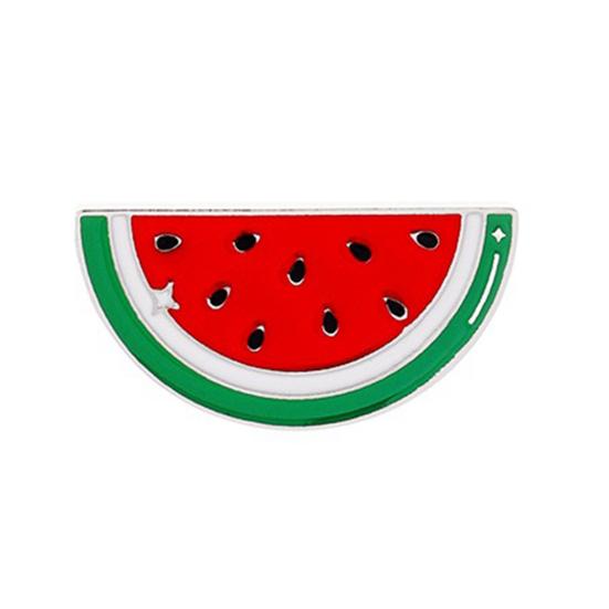 Brooch Pin Lightweight Zinc Alloy Watermelon Shape Badge Smooth Surface Lasers Cut Design Pin Lapel Accessory
