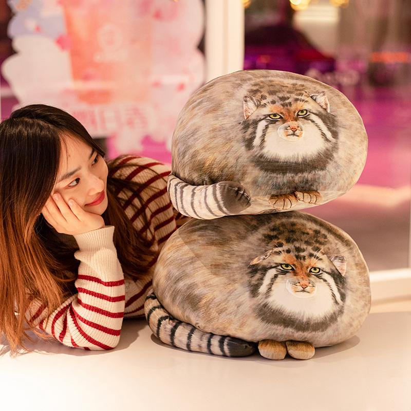Rozkošný plyšový polštář na tělo s kočkou Pallasovou - Ideální pro Kawaii dekorativní polštáře pro milovníky mazlíčků
