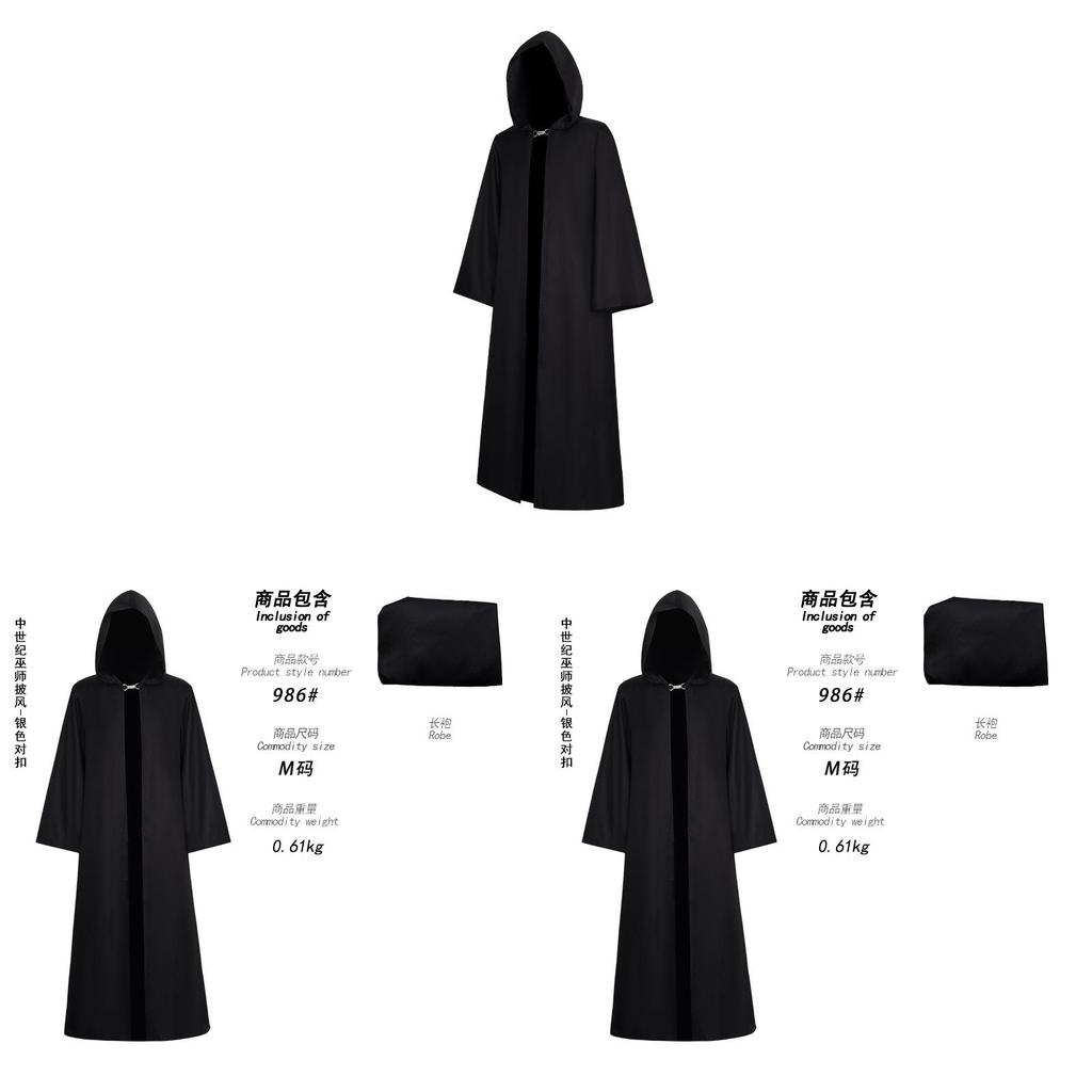 Mittelalterlicher Hexenumhang Cosplay Kostüm Mit Silbernen Verschlüssen Für Fantasy Rollenspiele