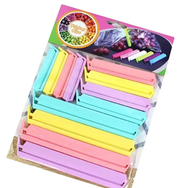 

12 pcs Food Bag Clips, Plastic Snack Sealing Clips 6.5/9/14 cm, Portable Clamp Sealer for Kitchen Food Storage Organization