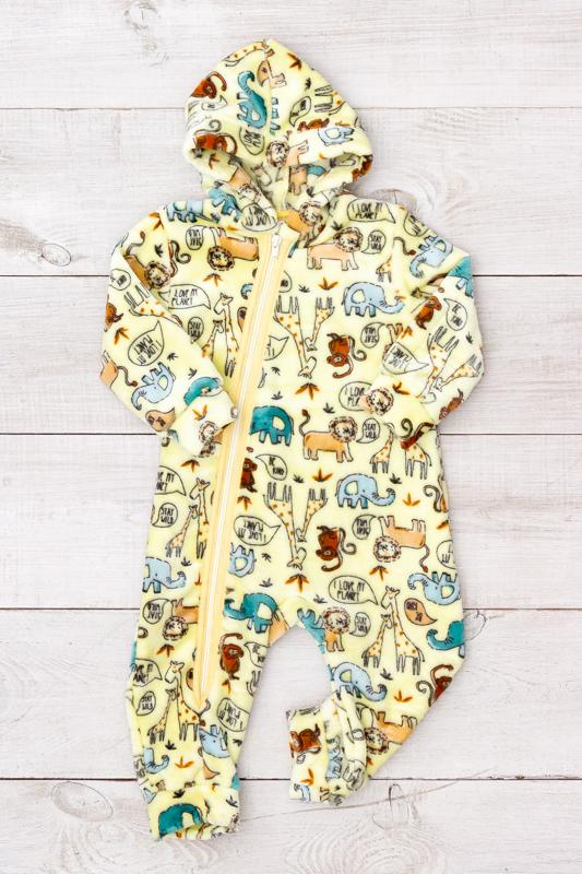 

Дитячий махровий ромпер для хлопчиків – Космічний принт та затишний капюшон, Зима, 5039-035-4 HC 68 світло-жовтого кольору