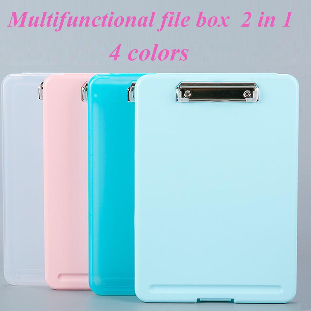 A4 PP Multifunction Storage Box & File Board 2 for 1, Clipboard Case, Suitable for School, Utility, Office, Medical Personnel