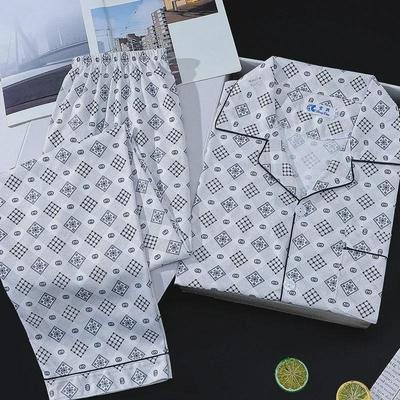 Herren Dicke Karierte Baumwoll-Pyjamas - Langarm & Hose, Übergröße, Lässige Homewear für Frühling & Herbst