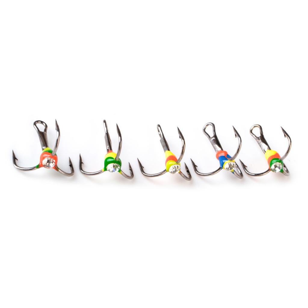 5Pcs Carbon Steel Sinking Baits Tackle Tool Accessory Set Small Winter Fishing Three Jaw Hook Ice Fishing Treble Hook
