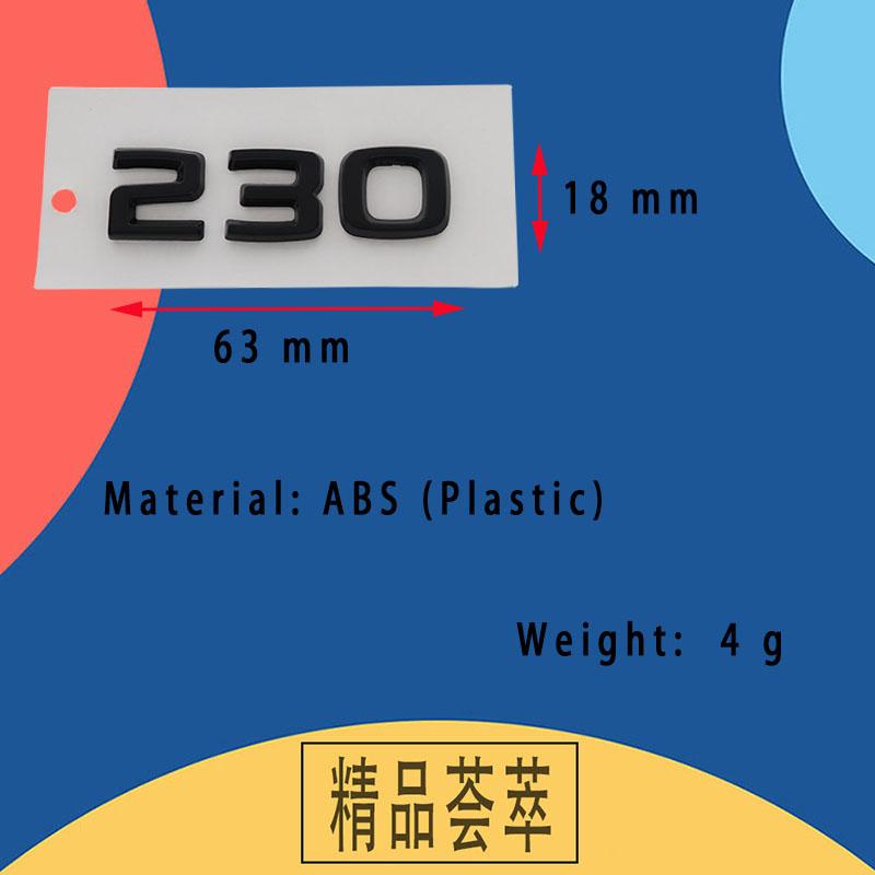 3D Premium 230 Letters for car Fender trunk Rear Bonnet Decal Emblem Badge Sticker