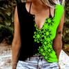 Women Tanks Sexy V Neck Sleeveless Summer Tops Vest 3D Graffiti Flowers Print Cool Lightweight Tops