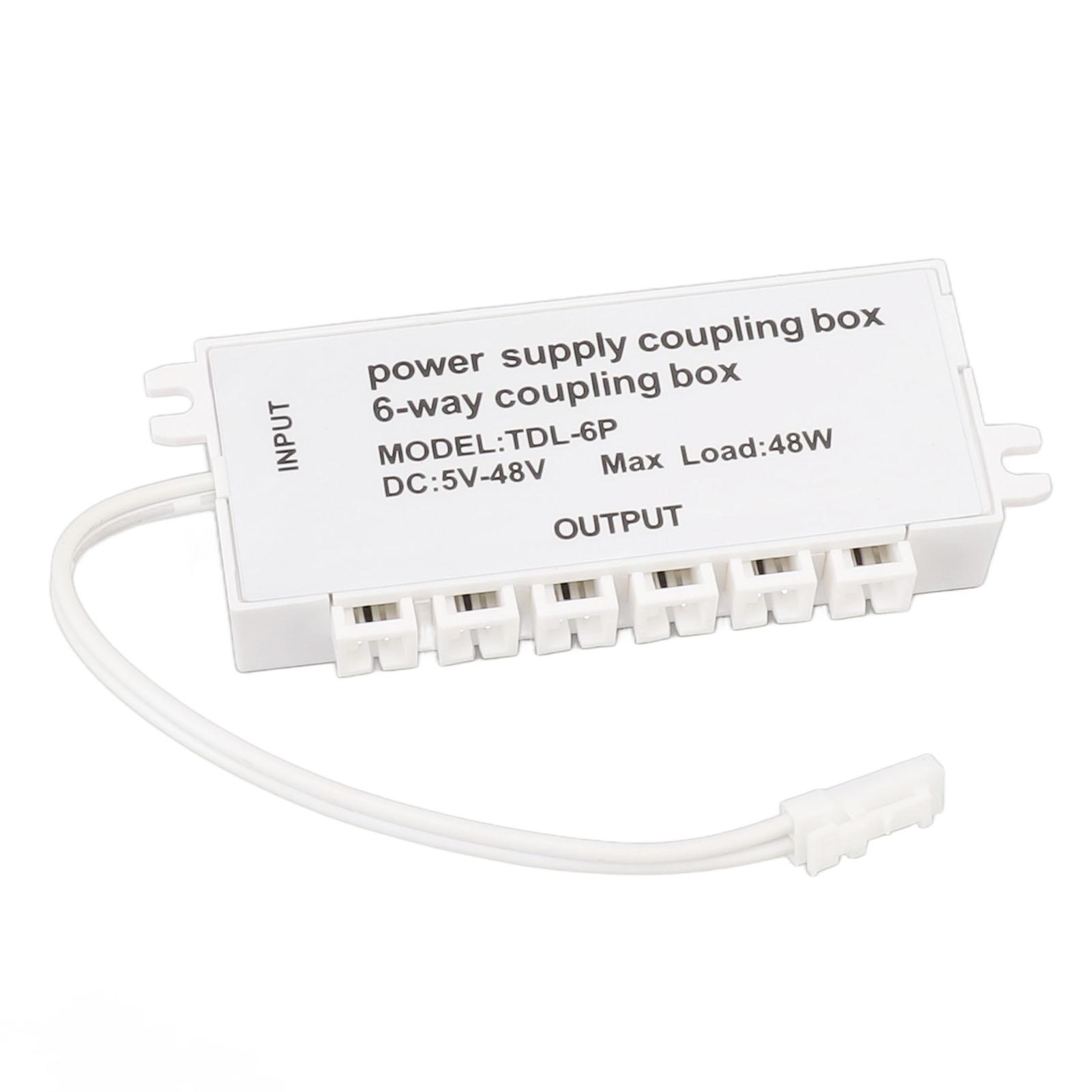 

6 Way Power Supply Coupling Box Electrical Power Cord Connection Box DC Power Splitter for LED