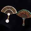 Oil Ancient Style Chinese Style Collar Pin Jewelry Accessories Enamel Fan Brooches Women Brooch