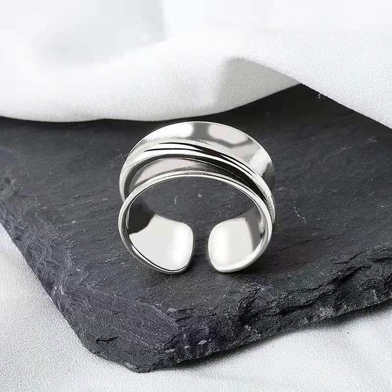 Silver Color Engagement Rings For Women Couplescreative Simple Geometric Handmade Party Jewelry Gifts One Size
