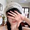 French Floral Lace Triangle Headscarf Romantic Summer White Lace Hair Scarf Wrap Hair Ribbons Travel Photo Headband Bandanas