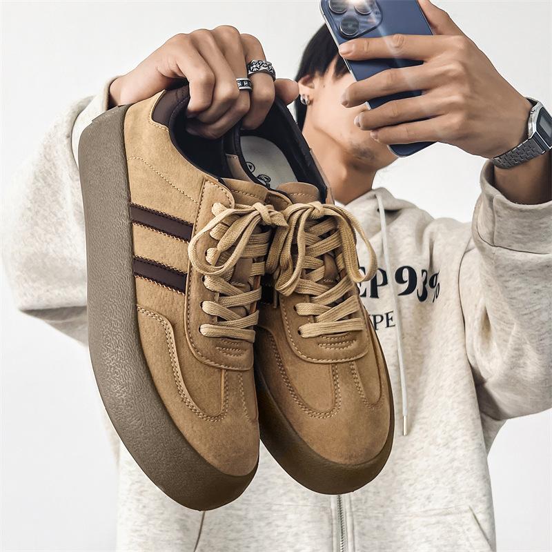 

Men s new retro leather platform casual brown niche blue board shoes men s shoes 39 хаки