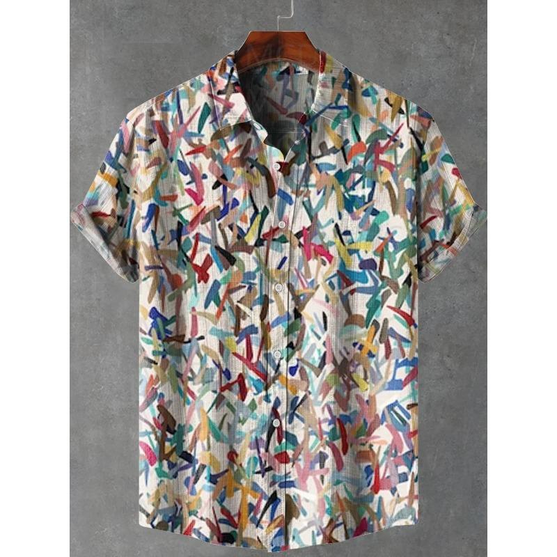 Deep Sea Octopus Art Print Lapel Casual Hawaiian Shirt Printed Style Short Sleeve Casual Shirt Men's