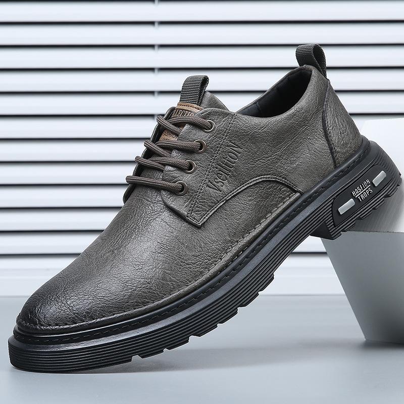 

2025 spring new men s shoes leather breathable business casual leather shoes men s thick-soled inner height increase tooling shoes tide 44