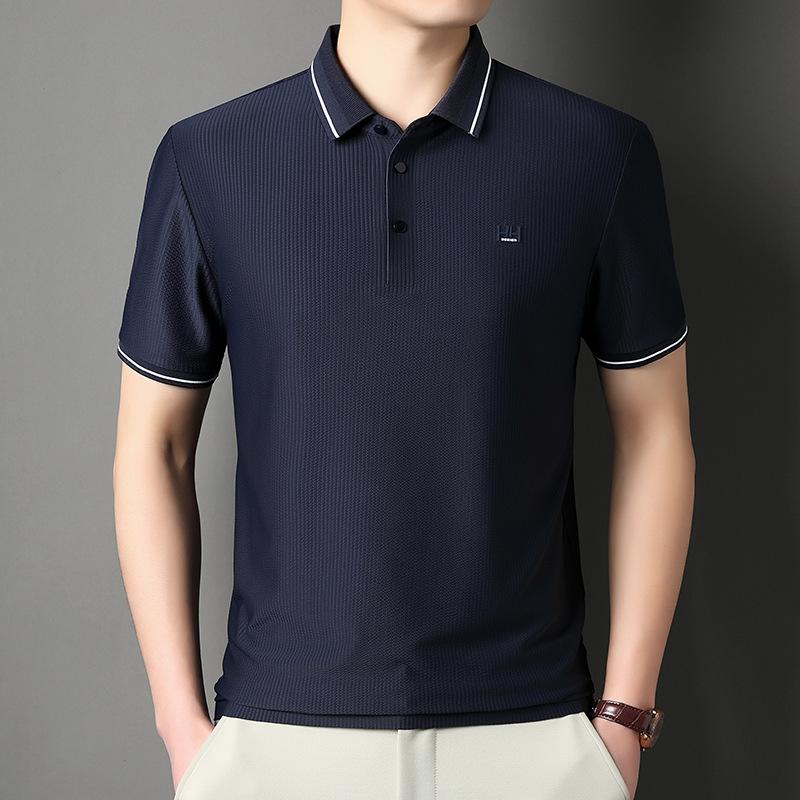 Men s Short Sleeve Polo Summer Business Casual Ice Lapel Collar T-Shirt M