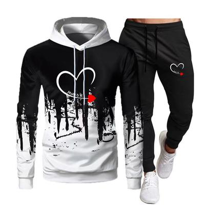 Sudaderas con capucha para mujer, chándales para correr, conjunto de sudaderas con capucha a la moda para mujer, sudadera con estampado romántico, ropa de calle, traje deportivo, Tops sueltos, prendas de vestir exteriores