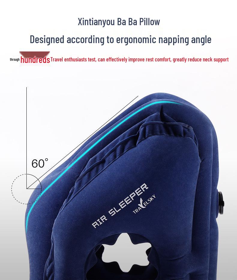 Tragbares aufblasbares Nackenkissen für Reisen, Büro und Autos - Langstrecke, Hochgeschwindigkeitsbahn und Nickerchenkissen