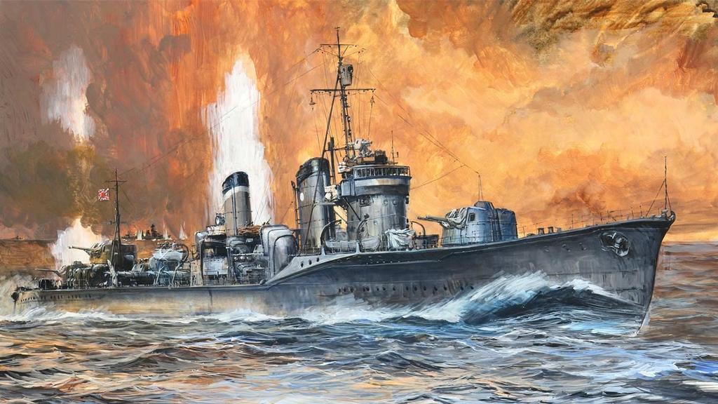 Pit Road Skywave Series Japanese Navy Destroyer Fubuki Plastic Model W240 Molded Color 1/700