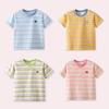 T-shirt a maniche corte stampata a righe estiva Abbigliamento per bambine Moda Blocco di colore Top casual per bambini Abbigliamento per bambini