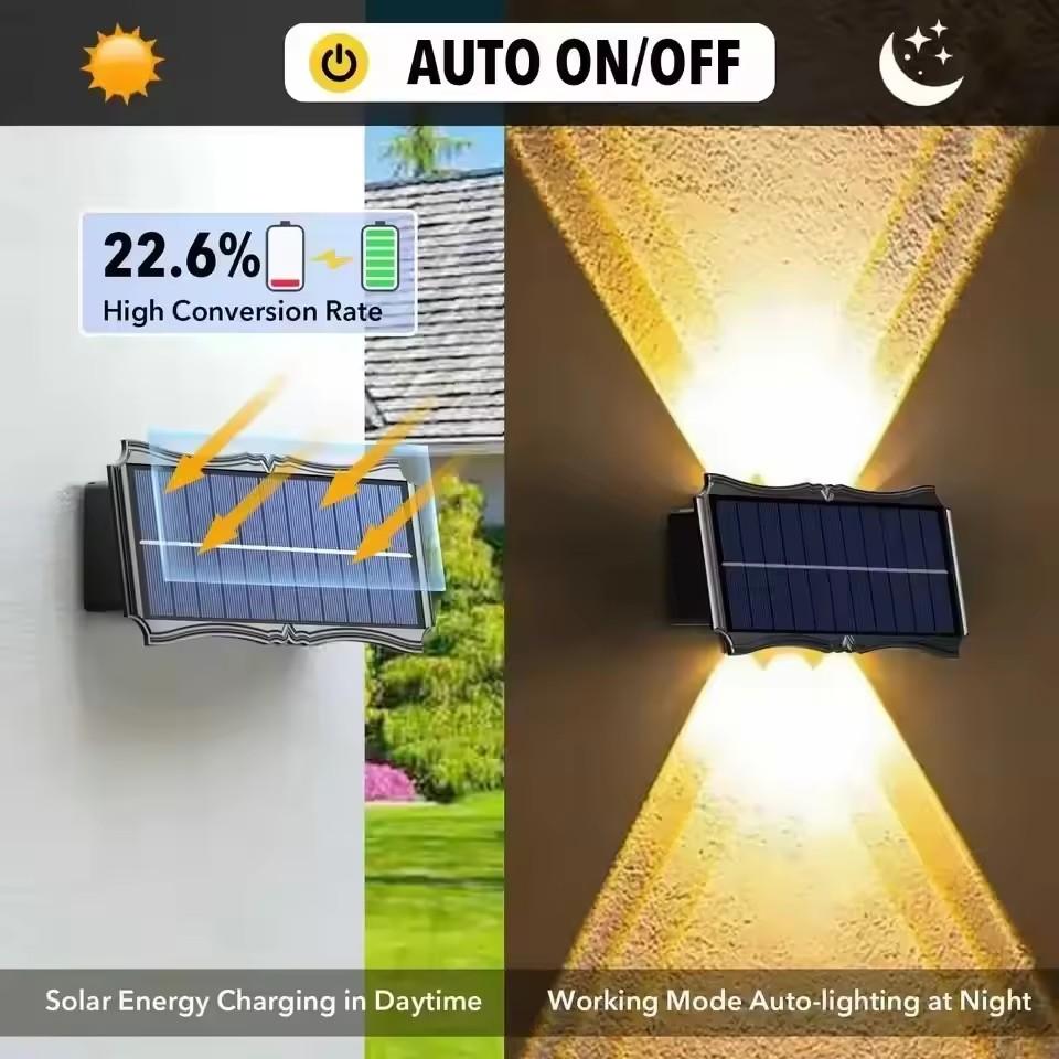 Solar Wall Light Waterproof Led Courtyard Street Exterior Garden Wall Lamp Solar Home Decoration House Outdoor LED Wall Lighting
