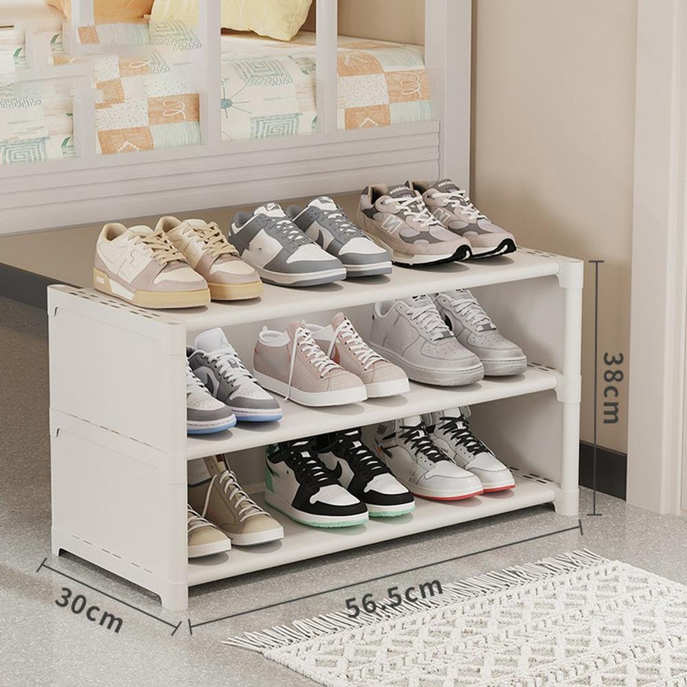 3 Tier 56.5cm Shoe Rack Space Saving Slim Under Desk Dorm Storage Organizer Multi-Function Dustproof