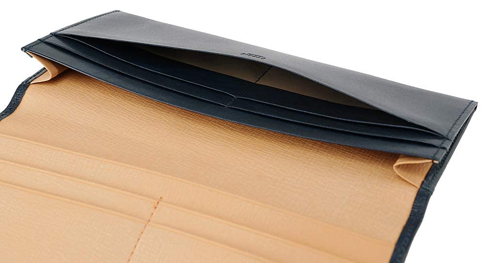 Cypris White Heron Leather Long Wallet with Flap Lid and No Coin Navy Perfect for or As a Boyfriend Gift Pocket, Blue, 8220, Men's Gift, Father's Day,