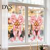 Santa Claus Glass Stickers Static Sticker, Christmas Theme Bow Pattern Print, Removable Party Supplies Electrostatic PVC Film for Home And Store Doors