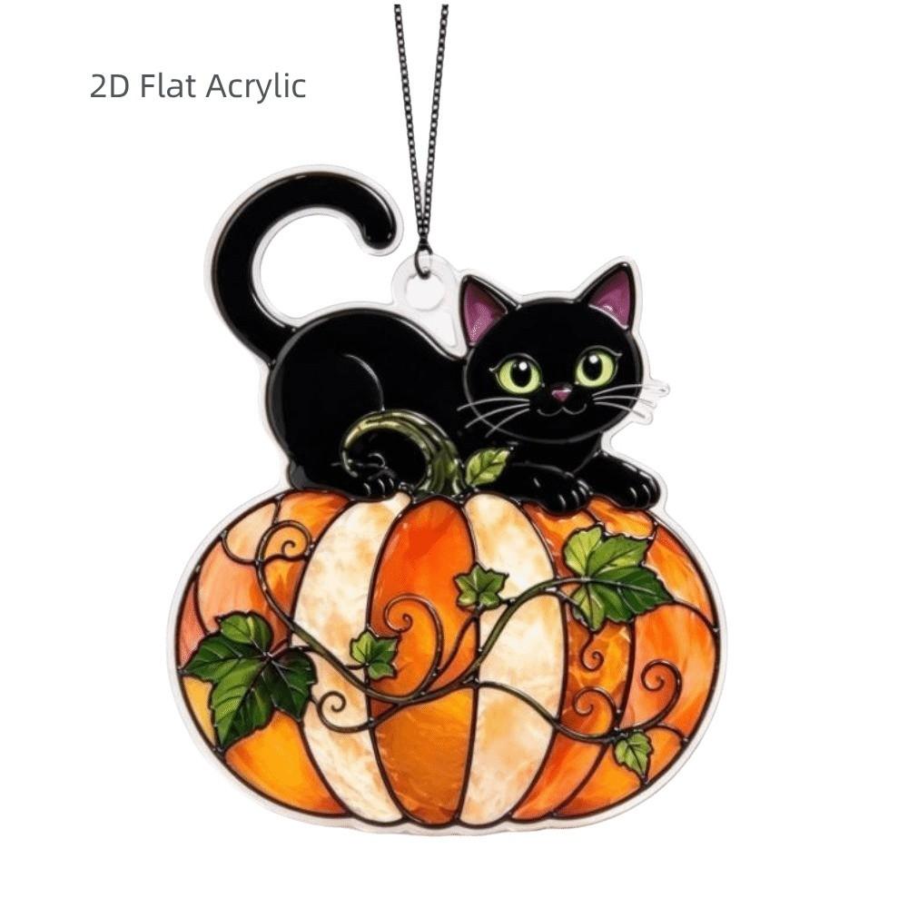 Pumpkin Cat Witch Ghost Pendant Decoration Colorful Window Hanging Decoration Balcony