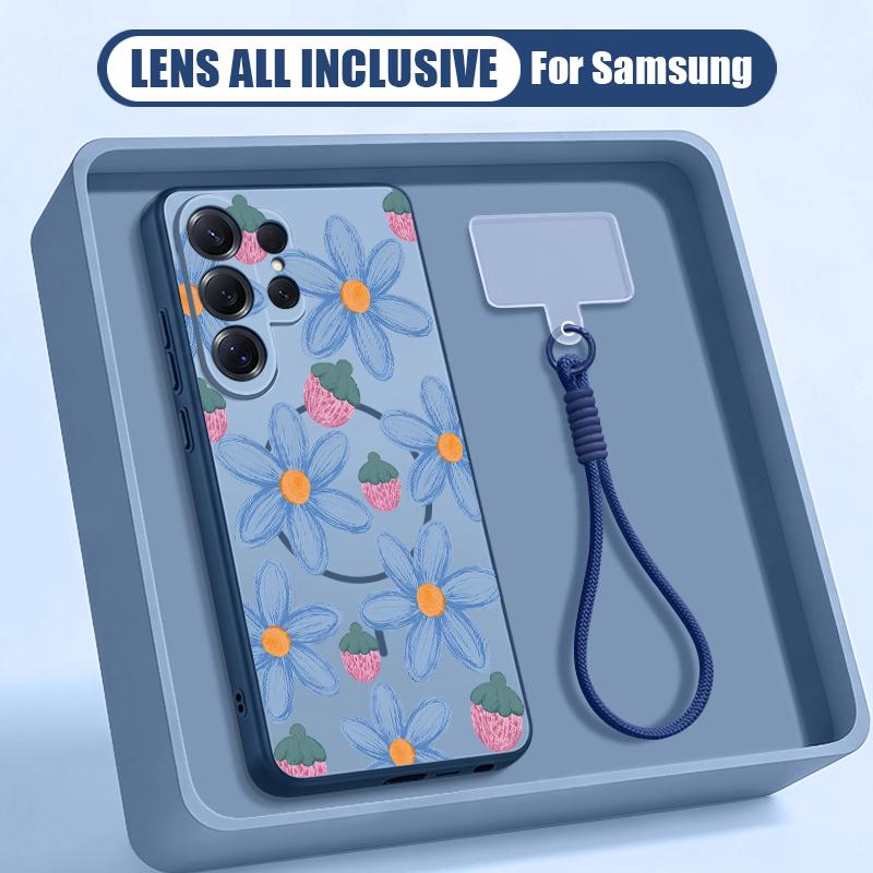 Colorful Flowers Print Case For Samsung S26 Ultra S25 FE S24 S24 Plus A57 A37 A17 A56 A36 A16 A55 A35 A15 A54 5G Hybrid Magnetic Matte Cover