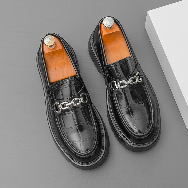 

Мужские кожаные туфли на толстой подошве, деловые формальные лоферы, повседневная обувь, классические удобные, роскошные, для свиданий, вечеринок, вождения 46 чёрный