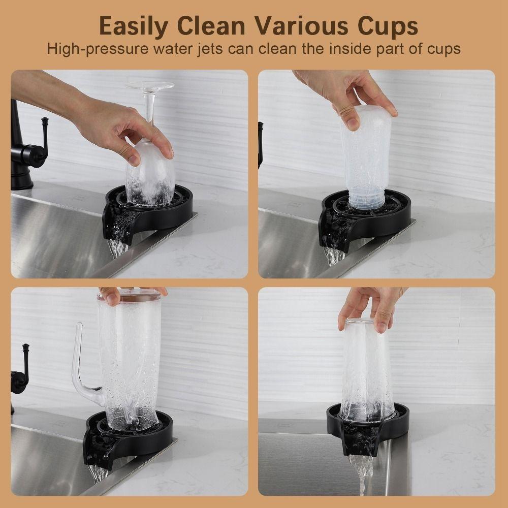Black Silver Sink Cup Rinser High Pressure Water Bottle Washer Cup Washer Coffee Cup Cleaner