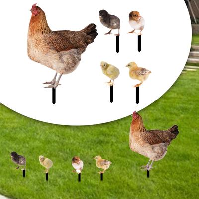 5x Hen Statue Garden Stakes Animal Sculptures Yard Sign Chicken Figurines Ground Insert,Yard Art for